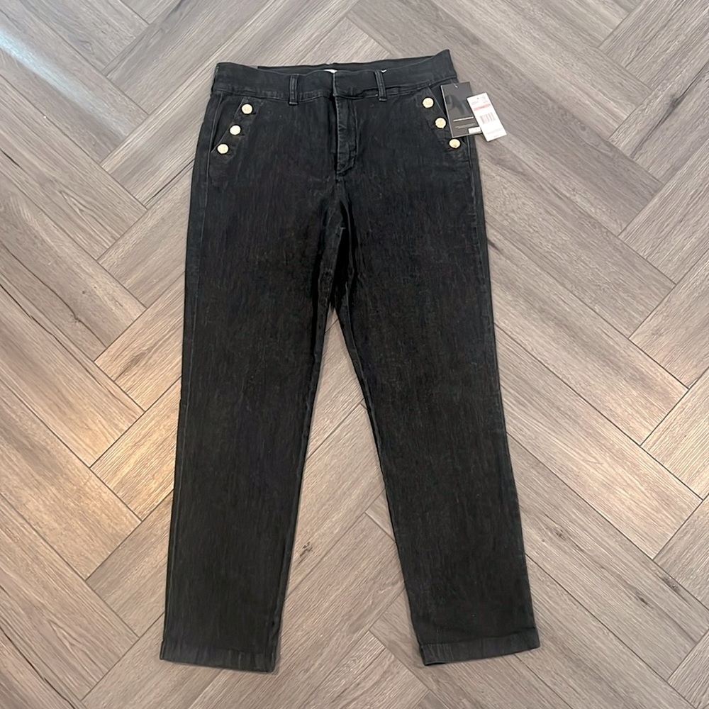 Blue Dark Rinse Denim Nine West Sailor Trouser Pants size 10 30 NWT